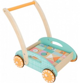 Pastel Baby Push Walker with Wooden Blocks - Montessori