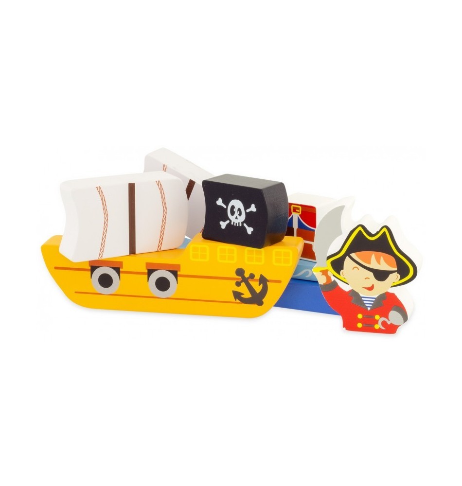 Viga Toys 3D Magnetpuzzle Pirat – Holz-Puzzle Mit Magneten Für Kinder