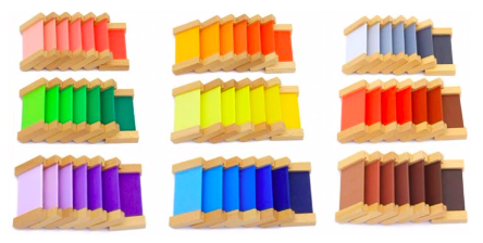 Graduated colour swatches Montessori tablets