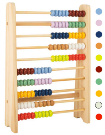 Child learning mental arithmetic on wooden abacus